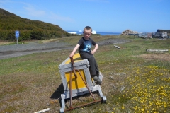 Boy on Firewood Sled, Newfoundland and Labrador